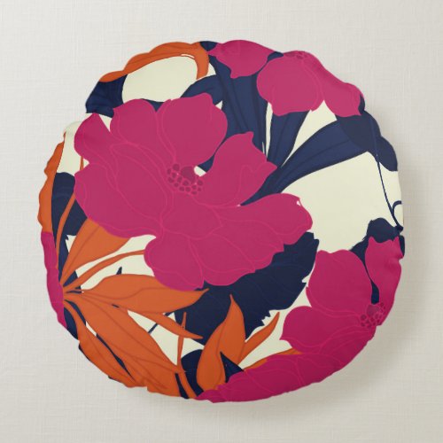 Floral elegance abstract pattern round pillow