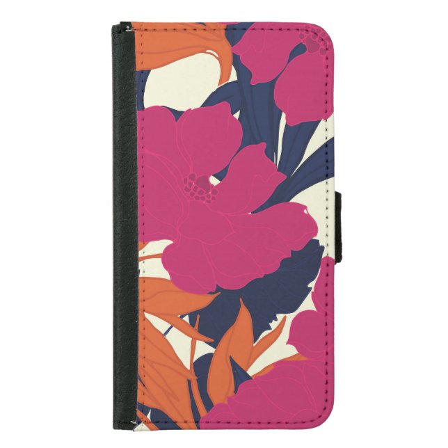 Floral elegance: abstract pattern samsung galaxy wallet case (Front)