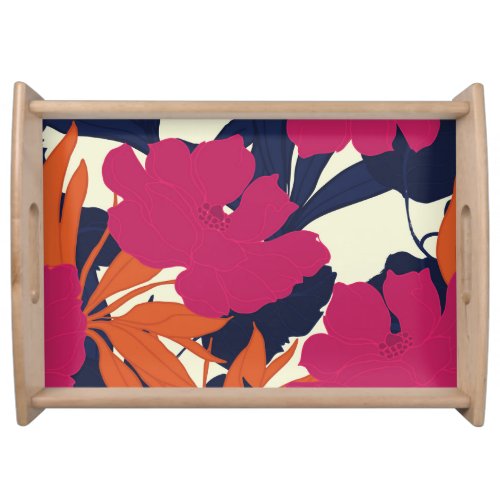 Floral elegance abstract pattern serving tray