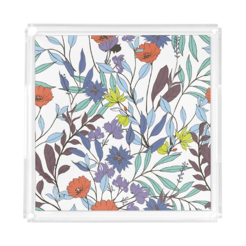 Floral Elegance Abstract Vintage Background Acrylic Tray
