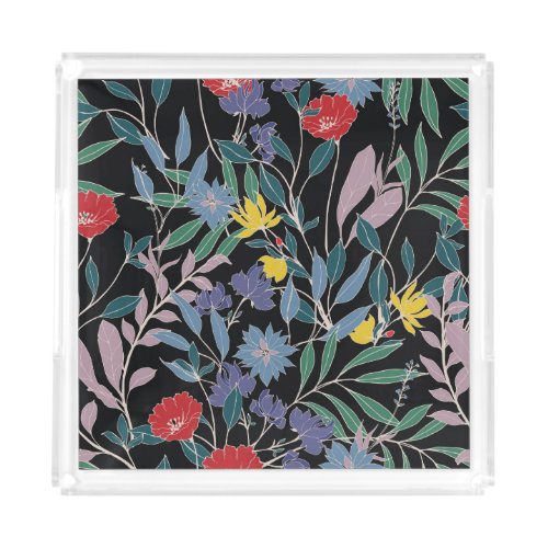 Floral Elegance Abstract Vintage Background Acrylic Tray