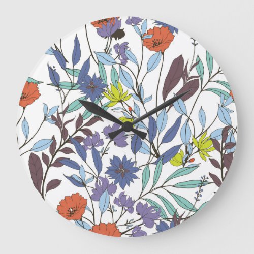 Floral Elegance Abstract Vintage Background Large Clock