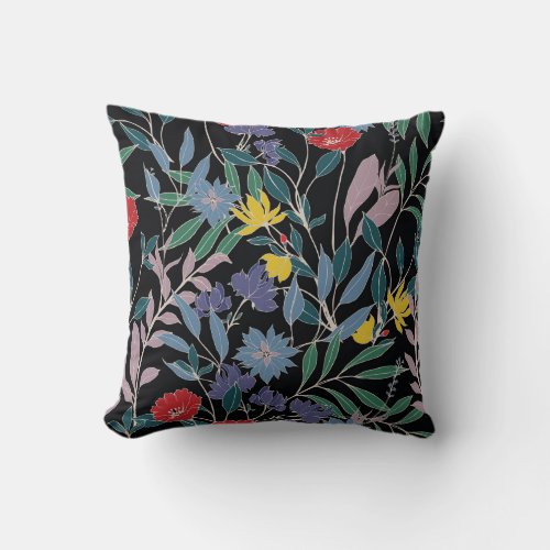 Floral Elegance Abstract Vintage Background Throw Pillow