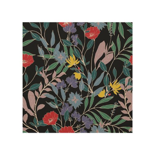 Floral Elegance Abstract Vintage Background Wood Wall Art