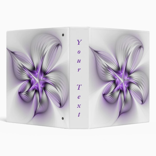 Floral Elegance Abstract Violet Fractal Art Text 3 Ring Binder (Background)