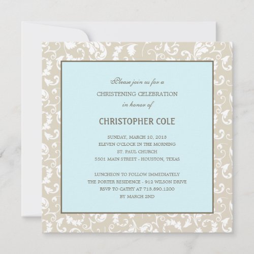 Floral Elegance Baptism/Christening Invitation