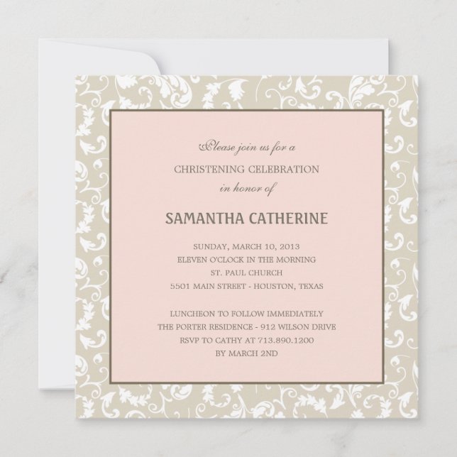 Floral Elegance Baptism/Christening Invitation (Front)