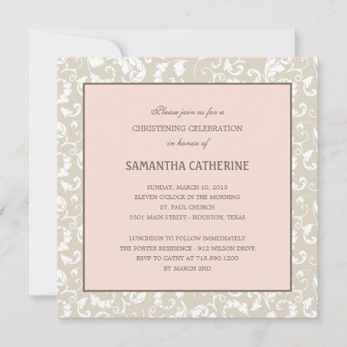 Floral Elegance Baptism/Christening Invitation