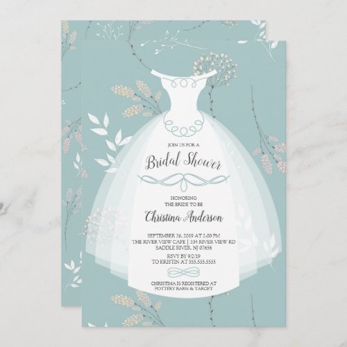 Floral Elegance Bride Gown Bridal Shower Invitation