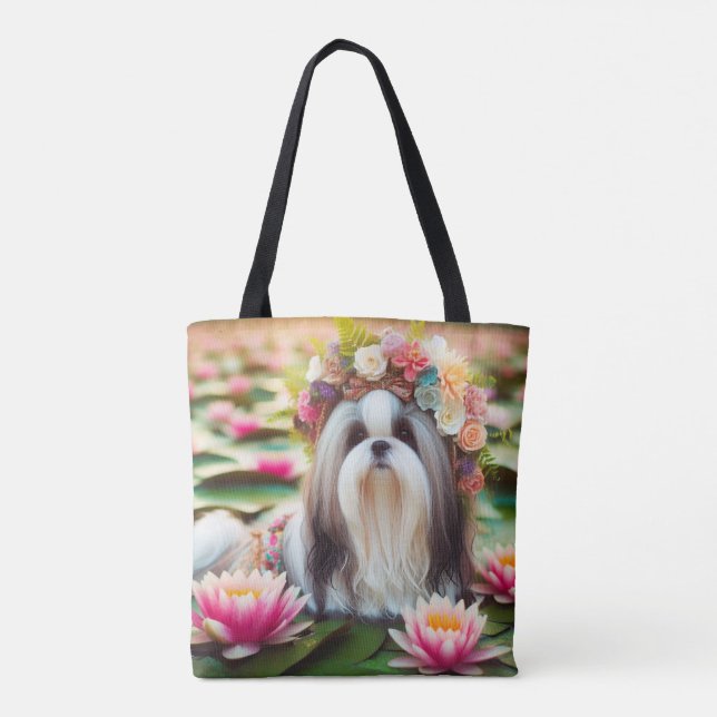 Floral Elegance by the Water" Canvas Tote Bag (Back)