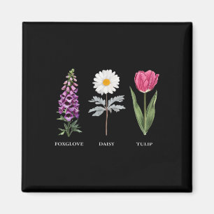 Floral Elegance Foxglove Daisy Tulip Design  Magnet