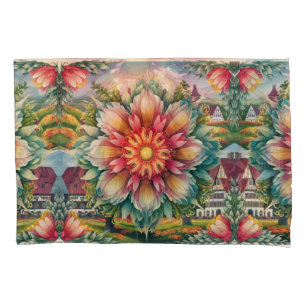 Floral Elegance: German Stamp Art Body Pillow Case