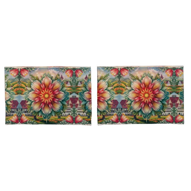 Floral Elegance: German Stamp Art Body Pillow Pillow Case (Front-Set)