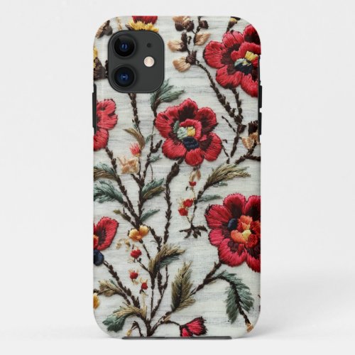 Floral Elegance Hand_Embroidered iPhoneiPad Cas iPhone 11 Case