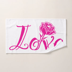 Floral Elegance: Love Illustrated with Rose Hand Towel