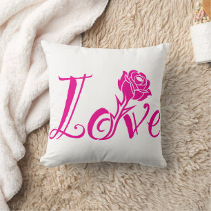 Floral Elegance: Love Illustrated with Rose Throw Pillow