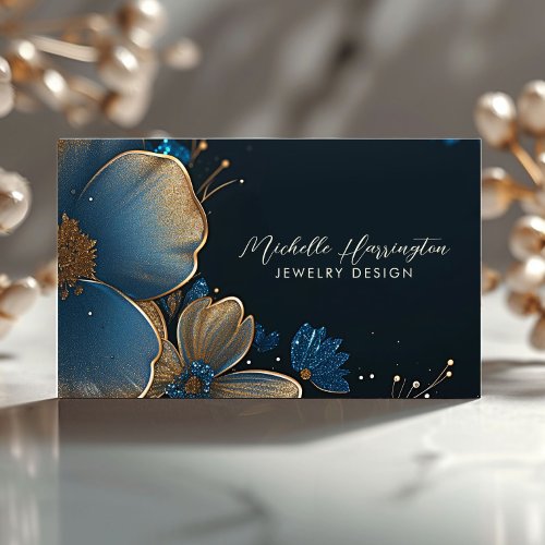 Floral Elegance Luxe Jewelry Designer Artisan Business Card