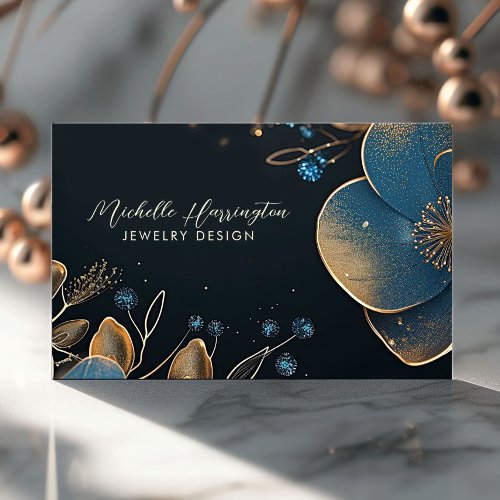 Floral Elegance Luxe Jewelry Designer Business Card