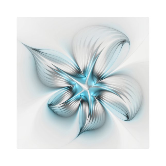 Floral Elegance Modern Abstract Blue Fractal Art (Front)
