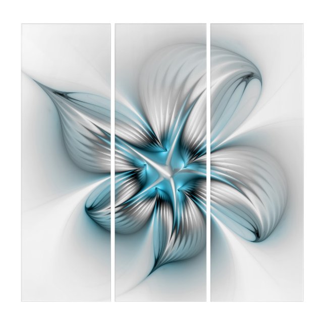 Floral Elegance Modern Abstract Blue Fractal Art (Front)