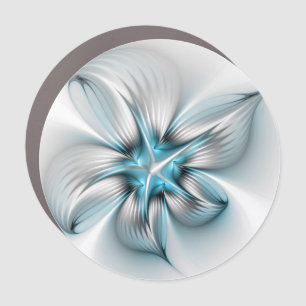 Floral Elegance Modern Abstract Blue Fractal Art Car Magnet