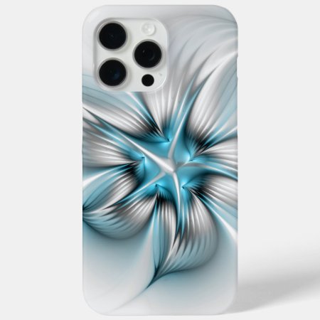 Floral Elegance Modern Abstract Blue Fractal Art Iphone 15 Pro Max Cas