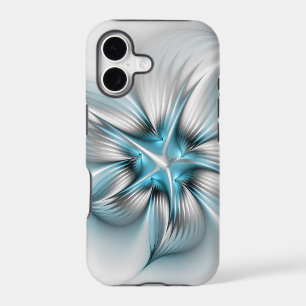 Floral Elegance Modern Abstract Blue Fractal Art iPhone 17 Case