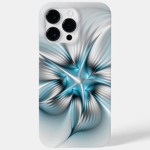 Floral Elegance Modern Abstract Blue Fractal Art Case_Mate iPhone 14 Pro Max Case
