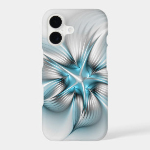 Floral Elegance Modern Abstract Blue Fractal Art iPhone 17 Case