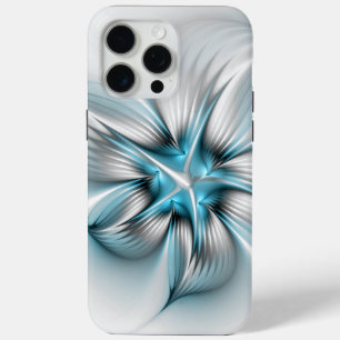 Floral Elegance Modern Abstract Blue Fractal Art iPhone 15 Pro Max Case