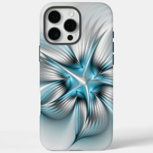 Floral Elegance Modern Abstract Blue Fractal Art iPhone 16 Pro Max Case