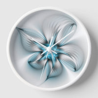 Floral Elegance Modern Abstract Blue Fractal Art
