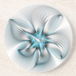 Floral Elegance Modern Abstract Blue Fractal Art Coaster<br><div class="desc">Unique elegant fantasy flower with 3D effect.
Blue and gray pastel colors.
Design for your sandstone coaster and more.</div>