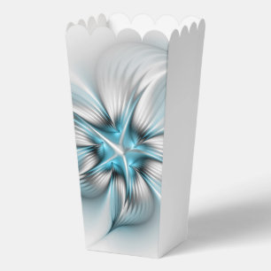 Floral Elegance Modern Abstract Blue Fractal Art Favor Boxes