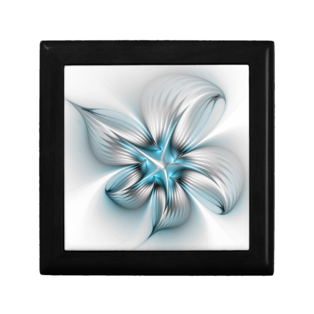 Floral Elegance Modern Abstract Blue Fractal Art Gift Box (Front)