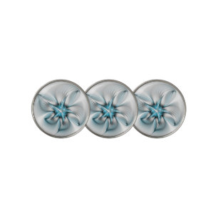 Floral Elegance Modern Abstract Blue Fractal Art Golf Ball Marker