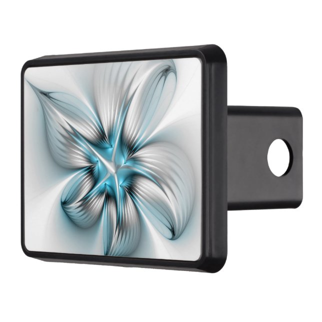 Floral Elegance Modern Abstract Blue Fractal Art Hitch Cover (Left)