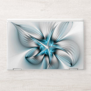 Floral Elegance Modern Abstract Blue Fractal Art HP Laptop Skin