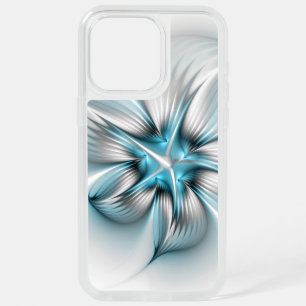 Floral Elegance Modern Abstract Blue Fractal Art iPhone 15 Pro Max Case