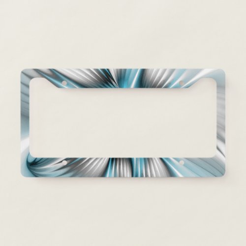 Floral Elegance Modern Abstract Blue Fractal Art License Plate Frame