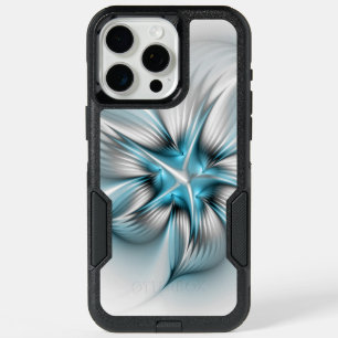 Floral Elegance Modern Abstract Blue Fractal Art iPhone 15 Pro Max Case