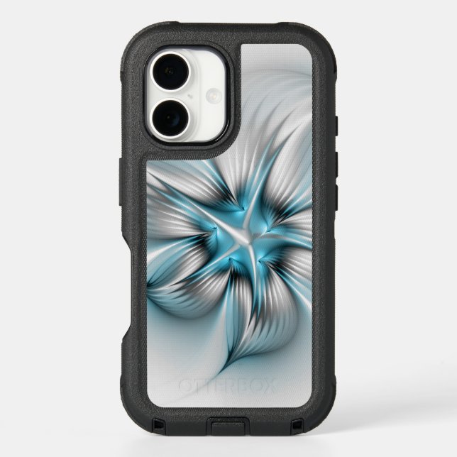 Floral Elegance Modern Abstract Blue Fractal Art Otterbox iPhone Case (Back)