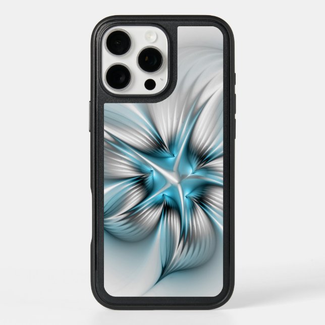 Floral Elegance Modern Abstract Blue Fractal Art Otterbox iPhone Case (Back)