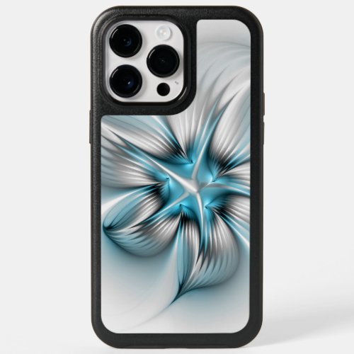 Floral Elegance Modern Abstract Blue Fractal Art OtterBox iPhone 14 Pro Max Case