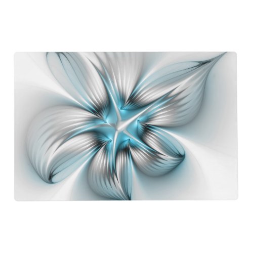 Floral Elegance Modern Abstract Blue Fractal Art Placemat
