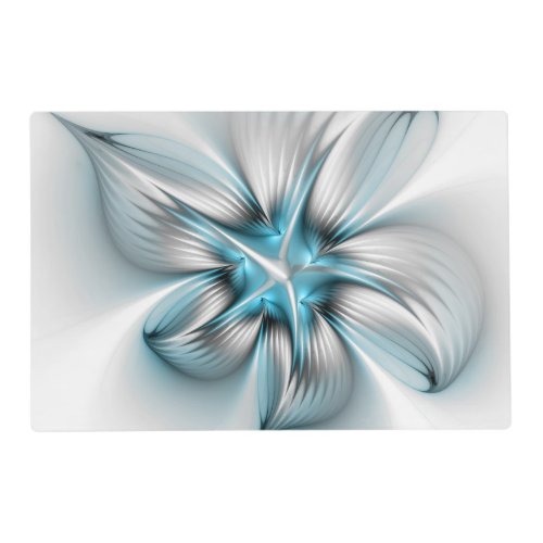 Floral Elegance Modern Abstract Blue Fractal Art Placemat