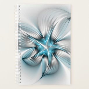 Floral Elegance Modern Abstract Blue Fractal Art Planner