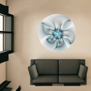 Floral Elegance Modern Abstract Blue Fractal Art Rug