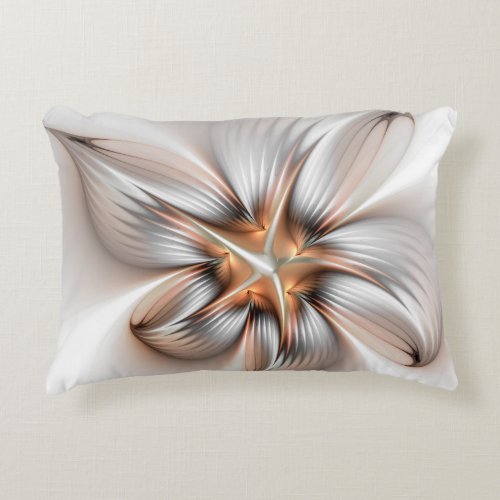 Floral Elegance Modern Abstract Fractal Art Accent Pillow