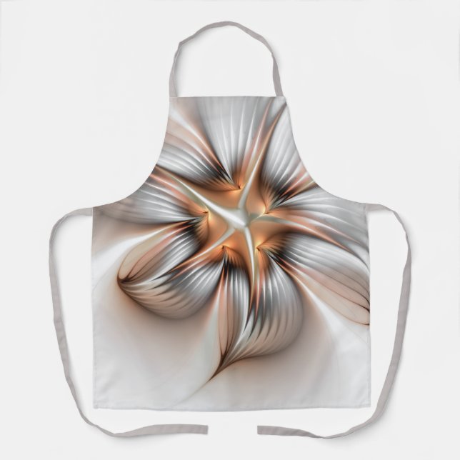 Floral Elegance Modern Abstract Fractal Art Apron (Front)